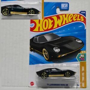 NEW Mattel HOT WHEELS Black 71 Lamborghini Miura SV 78/250 70’s vs 90’s NIP